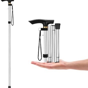 Aluminum Alloy Walking Sticks & Foldable Anti-Slip Hiking Stick - Length Adjustable for Elderly