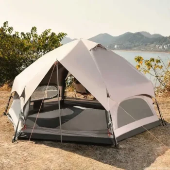 Tents and Shelters Fully Automatic Hexagonal Mushroom Tent 3-8 Person Family Camping Mountaineering Car Self Driving Awning Beach Pergola