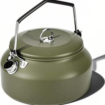 Camping Kettle Camping Tea Coffee Pot, 1L Stainless Steel Campfire Camping Kettle, Portable Lightweight Tea Kettle Quickly Heats Boiling Water, Great for Hiking Picnic Travel, Green