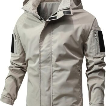 Zipper Hoodie, Men'S Fashion Autumn Jacket Functional Standing Collar Charge Coat Trendy Loose Jacket Work Coat
