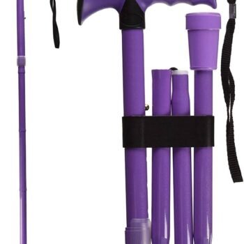Folding Walking Stick, Soft Grip Collapsible Walking Stick, Adjustable Folding Walking Cane, FSA HSA Eligible, Lavender