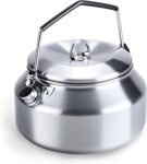 Camping Kettle Campfire Camp Kettle, 1L Stainless Steel camping tea kettle Coffee Pot, Portable Lightweight Teapot Fast Heating Boiling Water, Ideal for Hiking Picnic Travel, Silver