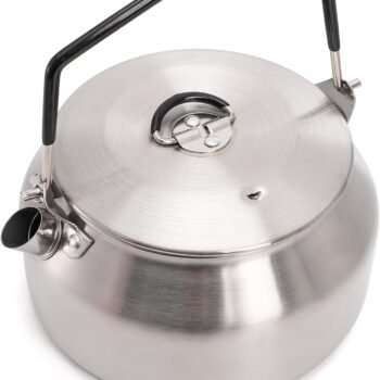 1L Camping Kettle, Portable Campfire Kettle, 304 Stainless Steel Camp Tea Coffee Pot, Lightweight Fast Heating Open Fire Water Boiler for Hiking ing Bushcraft Picnic Travel