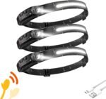 Headlamp 3 PCS, 230° Wide Beam Head Lamp, Motion Sensor  Headlamp Rechargeable, 5 Mode Headlight Flashlight for Camping Fishing Hiking Gear, Bright, and Ideal for Hard Hats and Forehead Use!