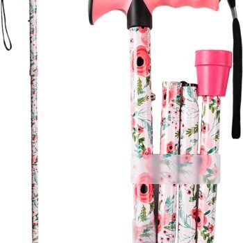 Walking Cane for Men and Women, Foldable Floral Lightweight Adjustable Portable for Folding Canes, Comfortable T-Handle for niors Adults