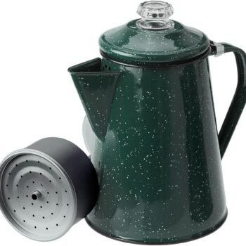Percolator Coffee Pot | Enamel Campfire Coffee Boiler Kettle for Camping Cooker, Cabin, RV, Kitchen, Hunting and ing
