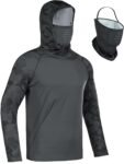 Men Long Sleeve Performance Fishing Hiking Shirt with Removable Mask UV Neck Gaiter Hoodie