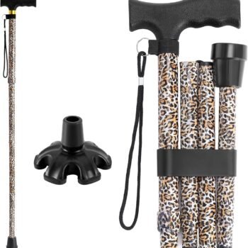 Walking Cane  Cane for Man/Woman | Mobility & Daily Living Aids | 5-Level Height Adjustable Walking Stick | Comfortable Plastic T-Handle Portable Walking Stick Folding Cane