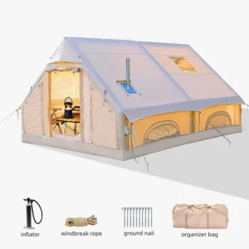 8-10 Person Tents for Camping,inflatable tent 129 Square Large Camping with Hand Pump,Easy Setup Tent